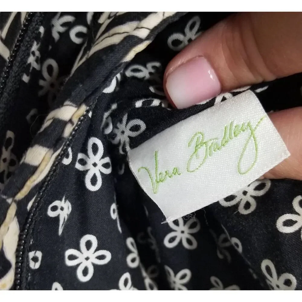 Vera Bradley Black & White Cotton Quilted Adjustable Crossbody or Shoulder Bag